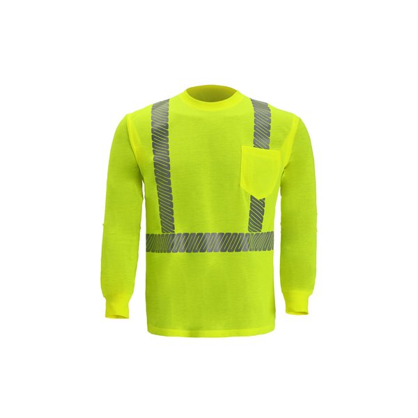 2W International High Viz Long Sleeve Jersey T Shirt, X-Large, Lime, Class 2 TL125C-2 XL
